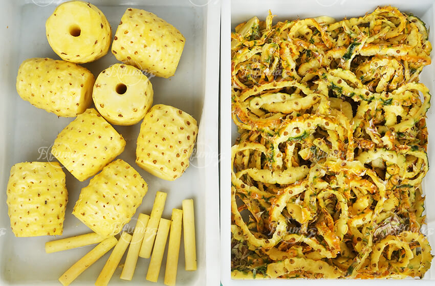 peeled pineapple slices ready for packaging peeled pineapple slices ready for packaging