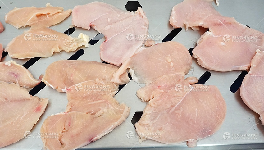 Automatic Turkey Chicken Breast Fresh Meat Slicing Cutting Machine