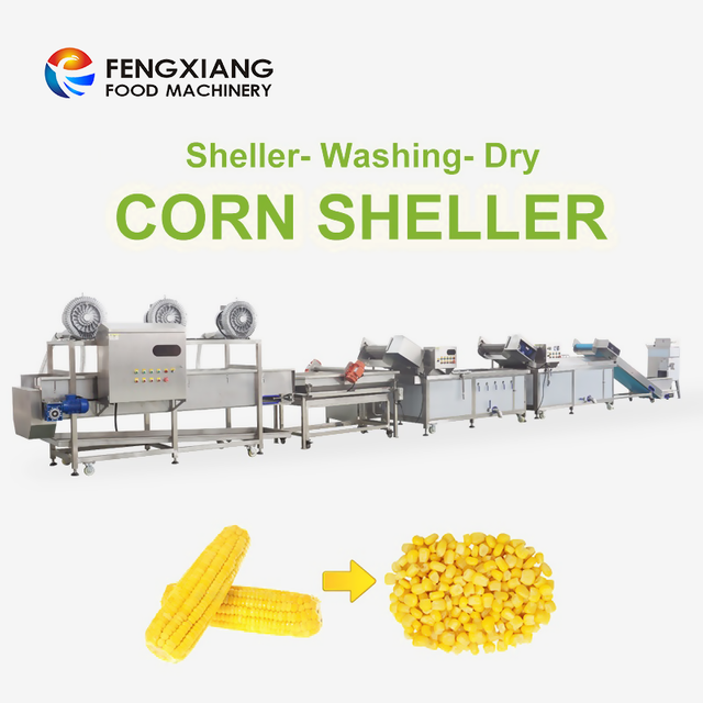Fengxiang Industrial Sweet Corn Maize Processing Line For Threshing Blanching Washing Dewatering Packing Machine