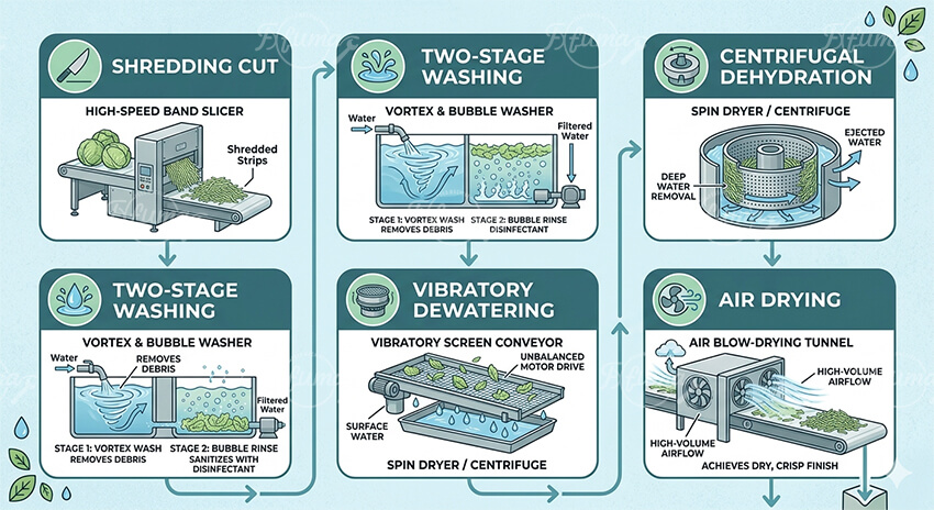 fresh-cut vegetable processing line in factory
