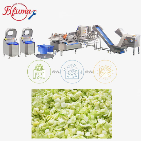 Industrial Cabbage Processing Line: Dicing, Vortex Washing & Centrifugal Drying