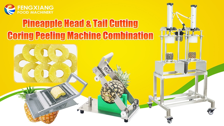 Manual Pineapple Head and Tail Cutting, Peeling & Ring Slicing Set