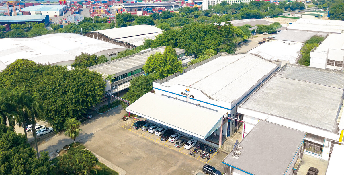 Overview of food machinery assembly line in operation