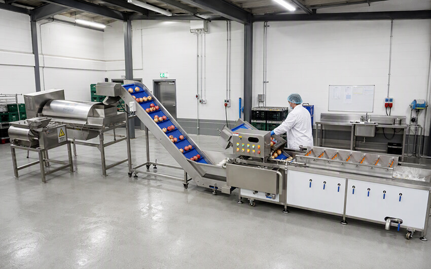 industrial pomegranate processing line for washing seeding and juice extraction