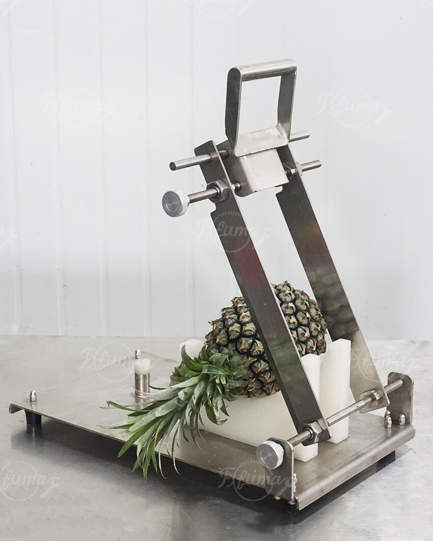 Manual pineapple trimming machine for crown and bottom removal