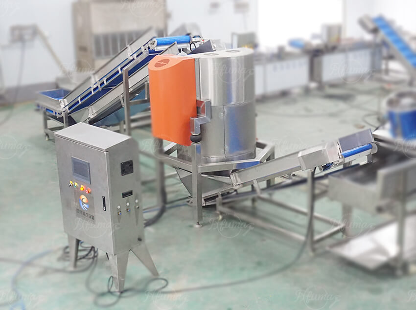 continuous vegetable dewatering machine for salad processing